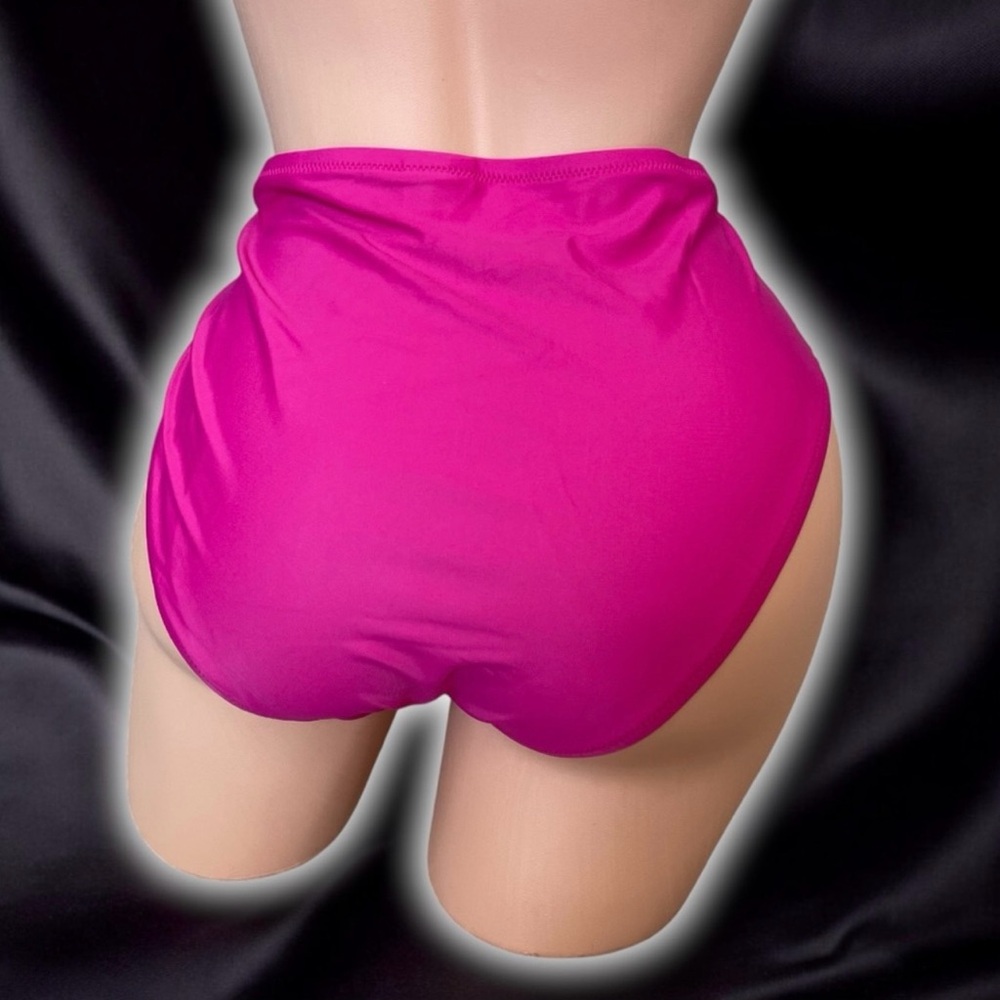 J. Crew Radiant Fuchsia Pink Retro Classic High Waisted Swimsuit Bikini Bottoms - Picture 3 of 5